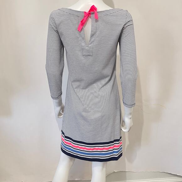 Lilly Pulitzer Shift Dress Womens Small White Blue Pin Stripe Knit 3/4 Sleeve - Picture 3 of 9